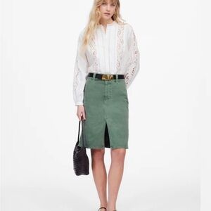 Madewell Green Utility Midi Skirt with Front Slit NWT Size 2